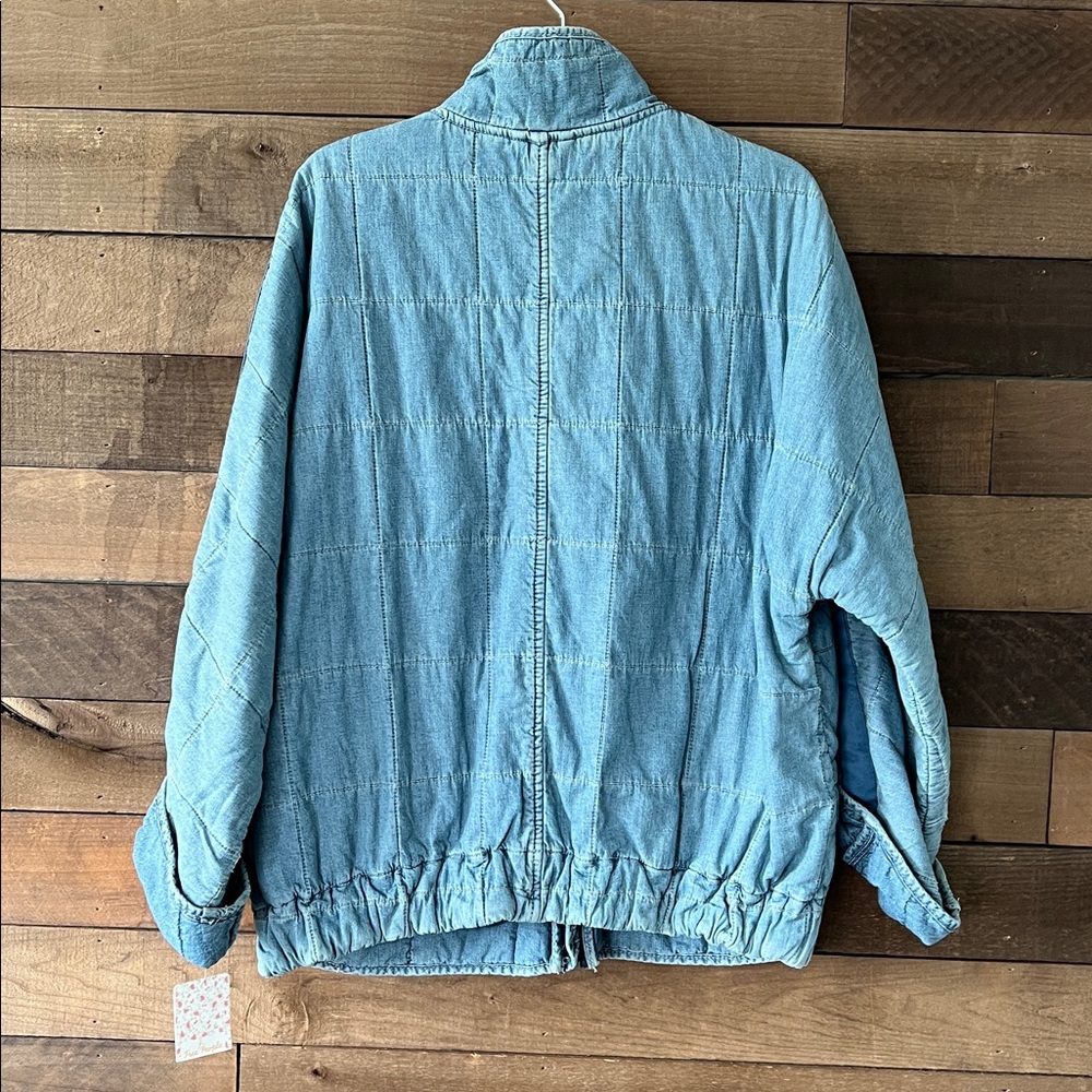 NWT Free People Women's Dolman Quilted Denim Jacket in Cali Indigo Size Medium - Picture 5 of 8